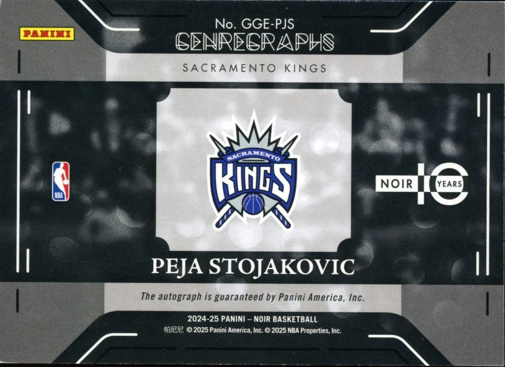 Peja Stojakovic 2024-25 NOIR GENRE Auto Autograph Sacramento Kings 41/49