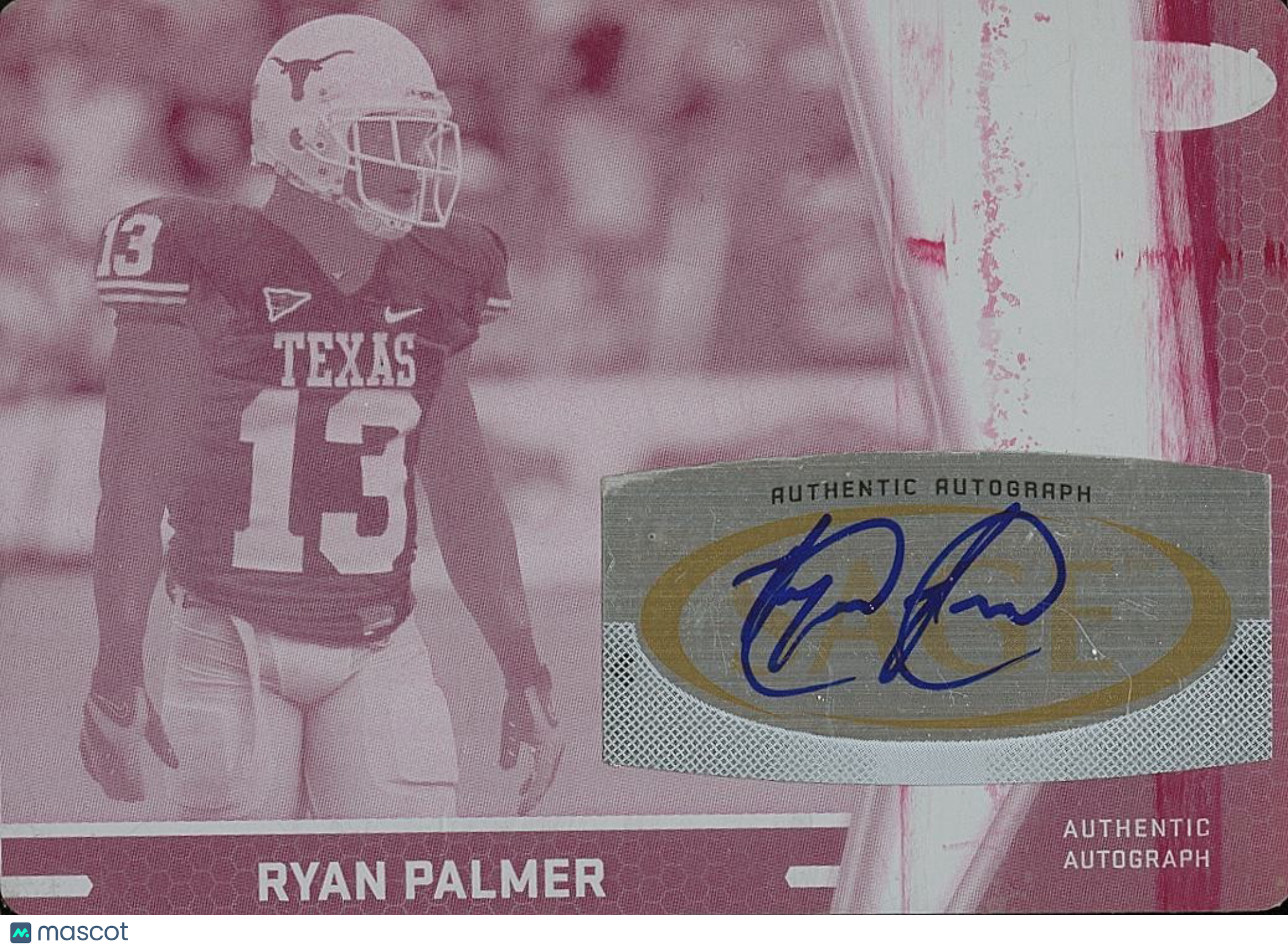 Ryan Palmer 2008 SAGE HIT Auto Autograph RC Printing Plate Texas Longhorns 1/1