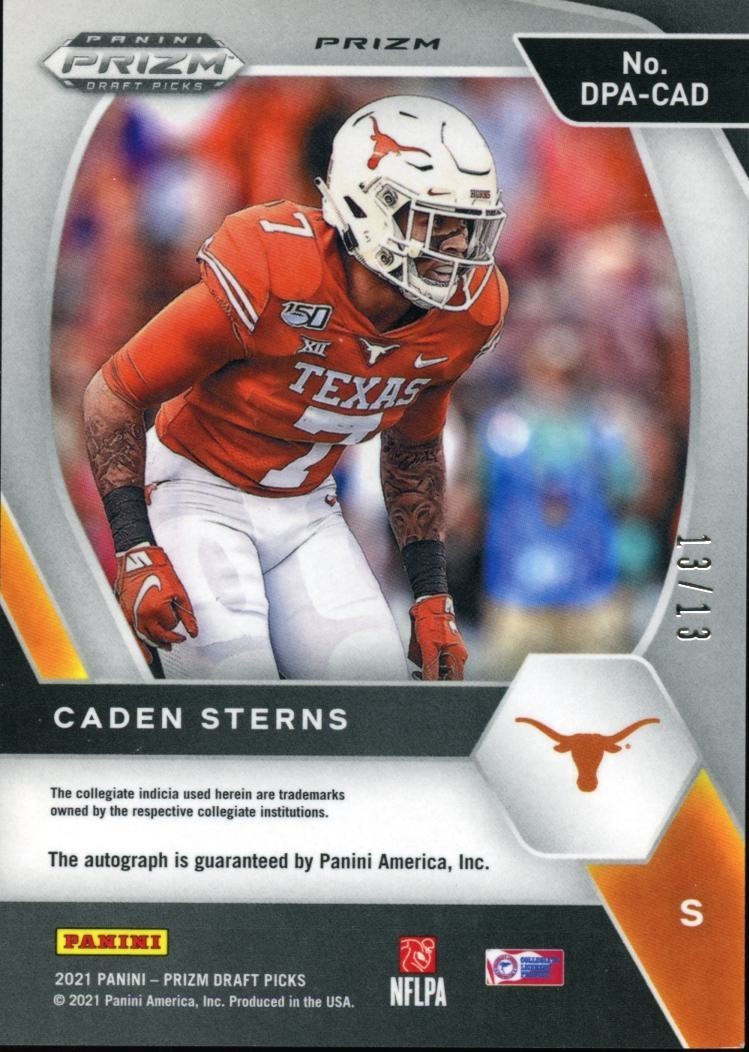 Caden Sterns 2021 Prizm Blue Shimmer SSP Auto Autograph RC Texas Longhorns 13/13