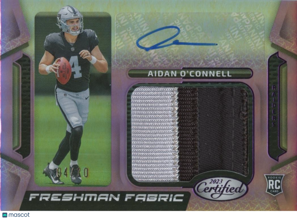 Aidan O'Connell 2023 Certified Auto Autograph Patch SSP RC JERSEY # Raiders 4/10