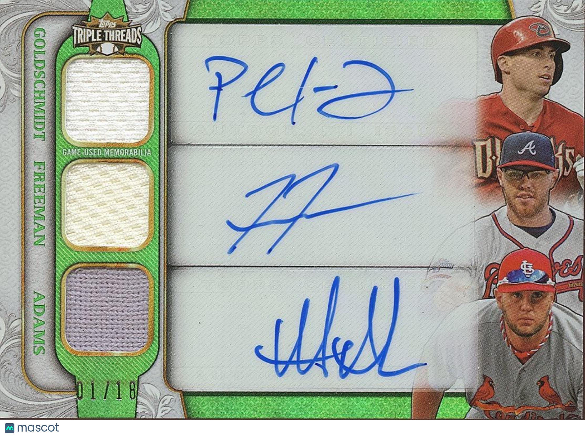 Paul Goldschmidt / Freddie Freeman 2014 Triple Threads Auto Autograph Patch 1/18