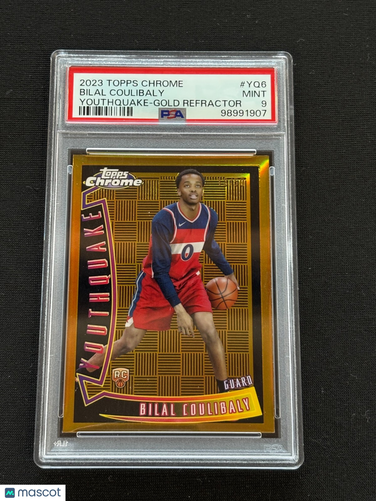 Bilal Coulibaly 2023 Topps Chrome GOLD Refractor RC Rookie Wizards 13/50 PSA 9