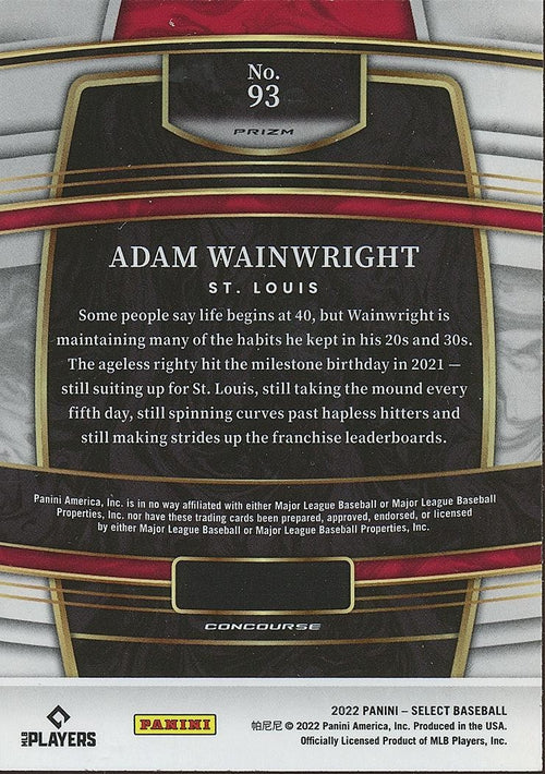 Adam Wainwright 2022 Select Cosmic Prizm Shortprint SSP St. Louis Cardinals #93