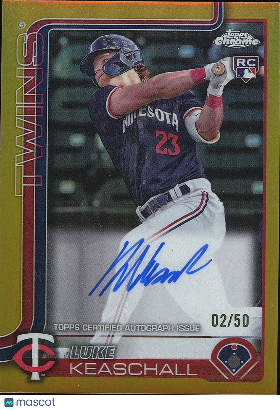 Luke Keaschall 2025 Topps Chrome Update GOLD Auto Autograph RC Rookie Twins 2/50