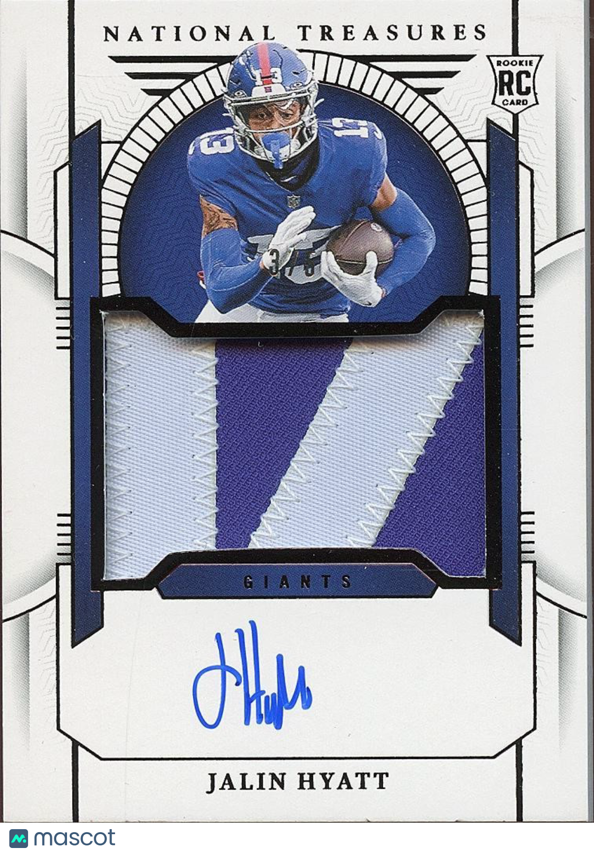 Jalin Hyatt 2023 National Treasures Auto Autograph Patch RC New York Giants 3/5