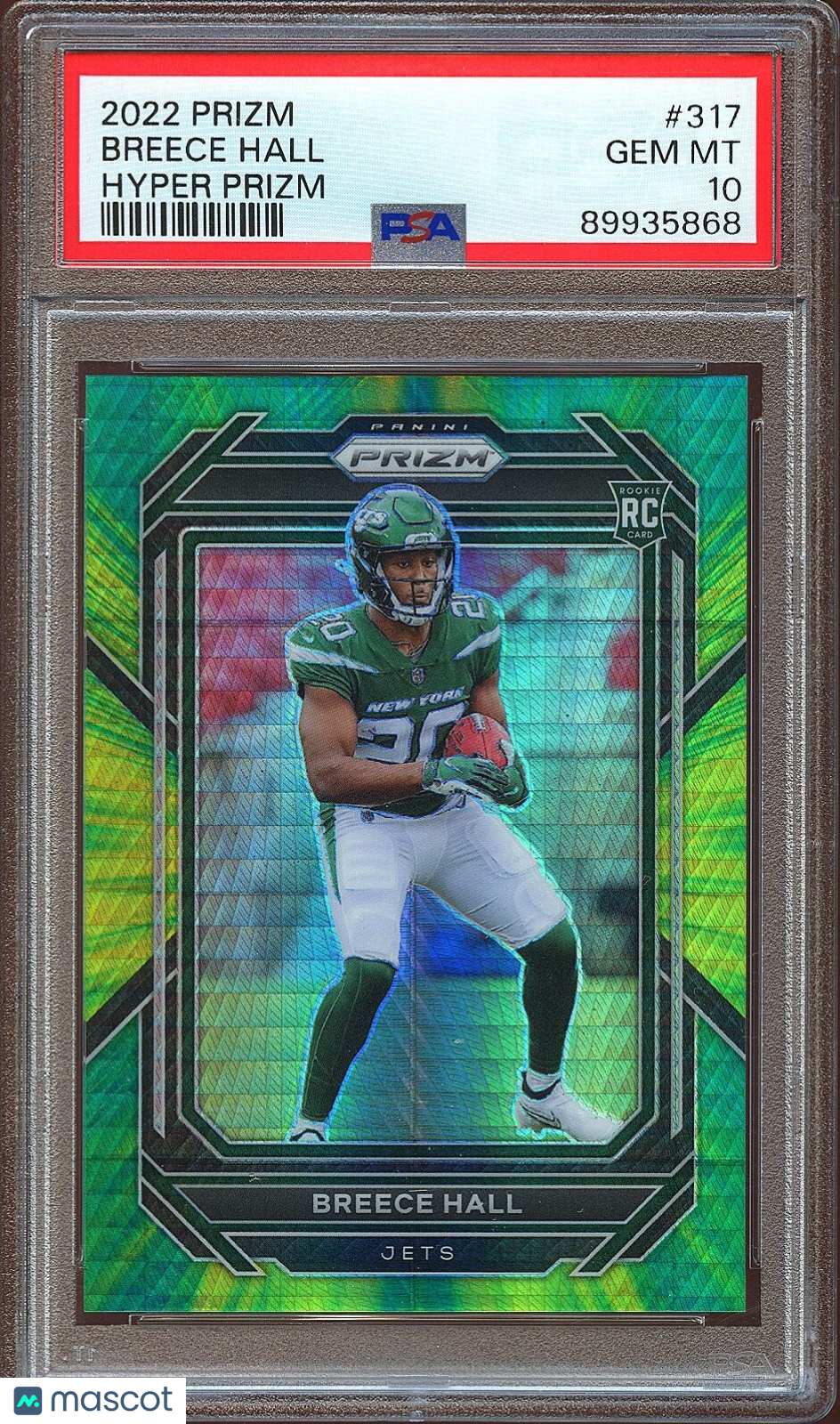 Breece Hall 2022 Prizm Hyper Prizm Rookie RC New York Jets 53/175 #317 PSA 10