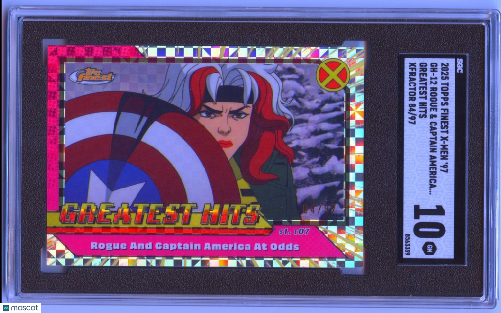 Rogue And Captain America At Odds 2025 Topps Finest X-Men XFractor 84/97 SGC 10