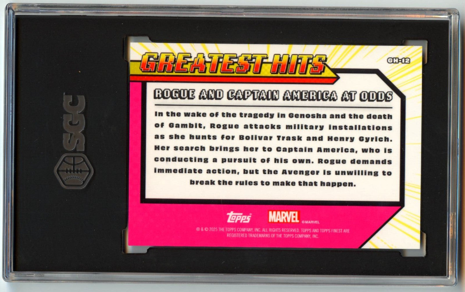 Rogue And Captain America At Odds 2025 Topps Finest X-Men XFractor 84/97 SGC 10