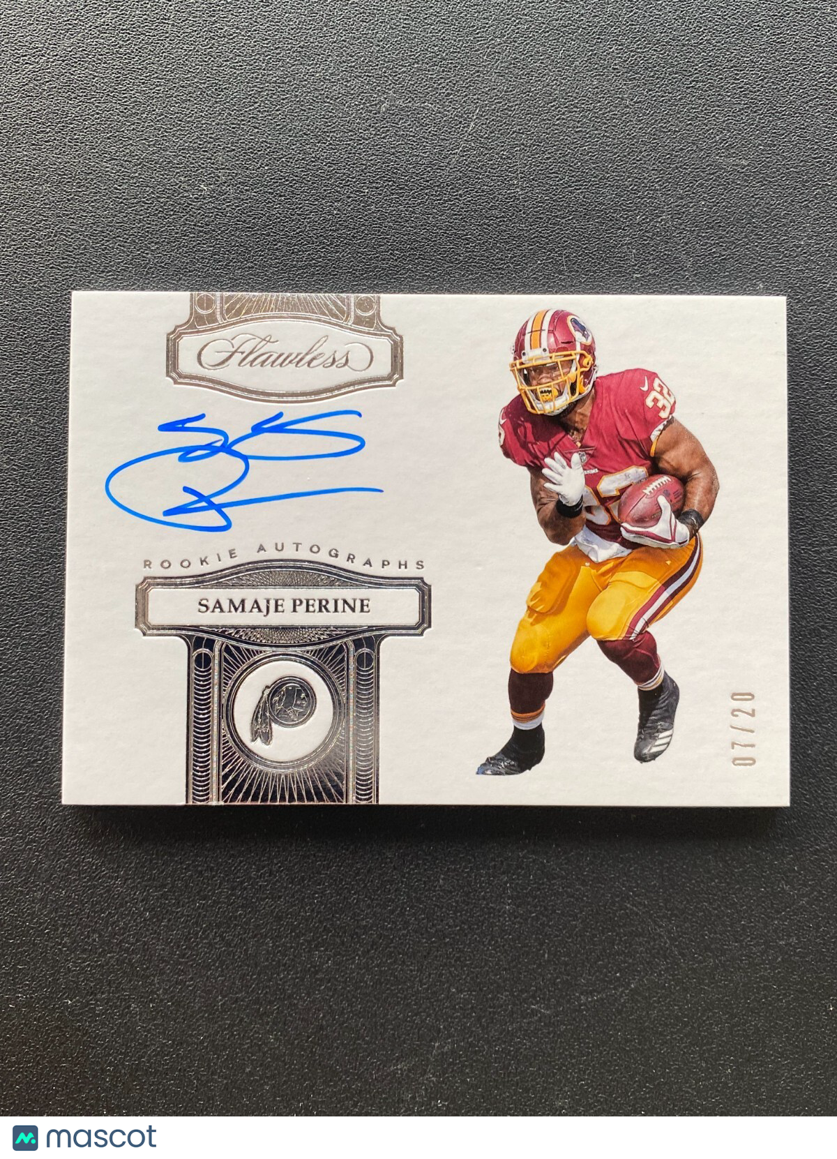 Samaje Perine 2017 Flawless On Card Auto Autograph RC Redskins OU Sooners 7/20