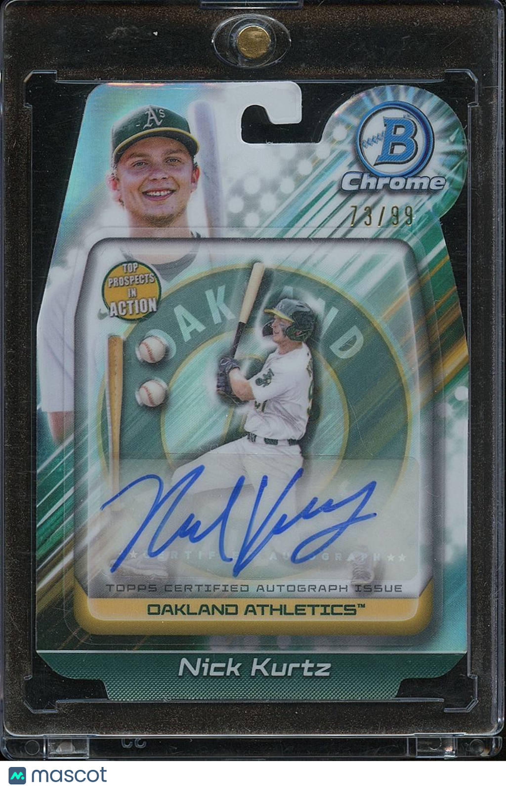 Nick Kurtz 2024 Bowman Chrome In Action Auto Autograph RC Athletics 73/99