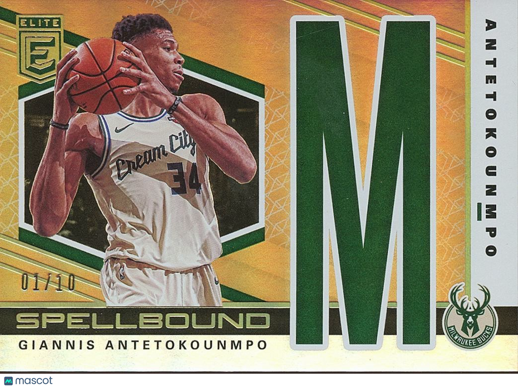 Giannis Antetokounmpo 2019-20 Elite Spellbound GOLD "M" Milwaukee Bucks 1/10