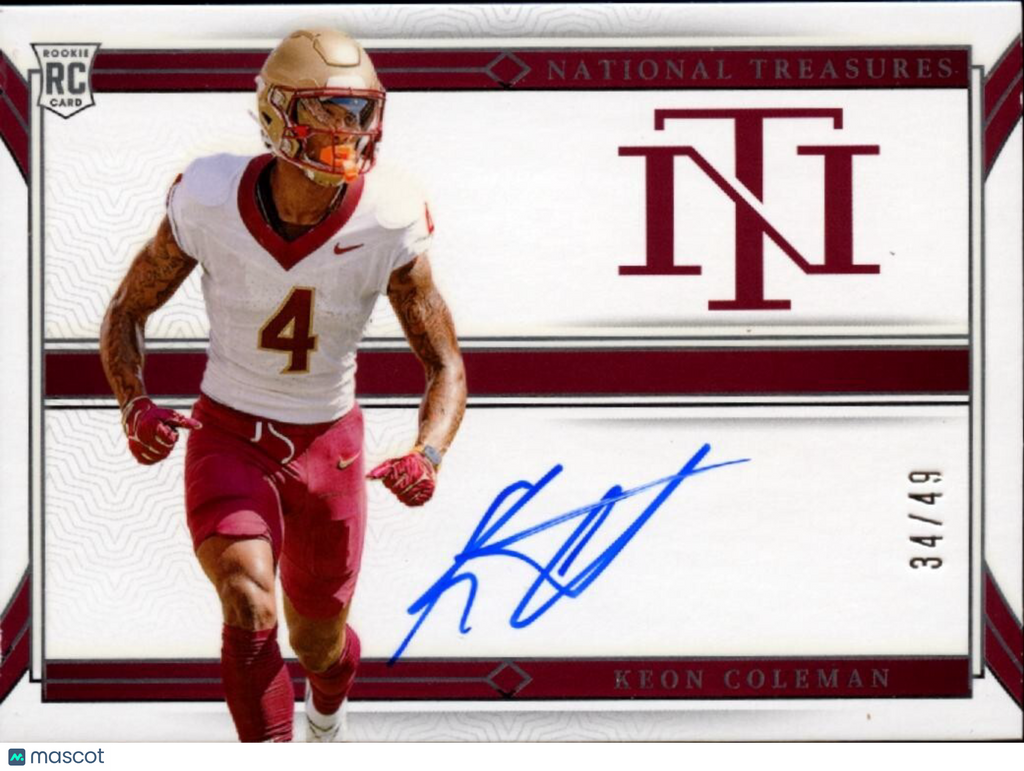 Keon Coleman 2024 National Treasures Auto Autograph RC Buffalo Bills 34/49