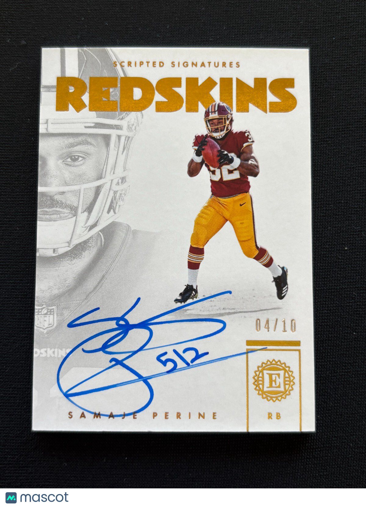 Samaje Perine 2017 Encased Inscription Auto Autograph "512" Redskins Sooners /10