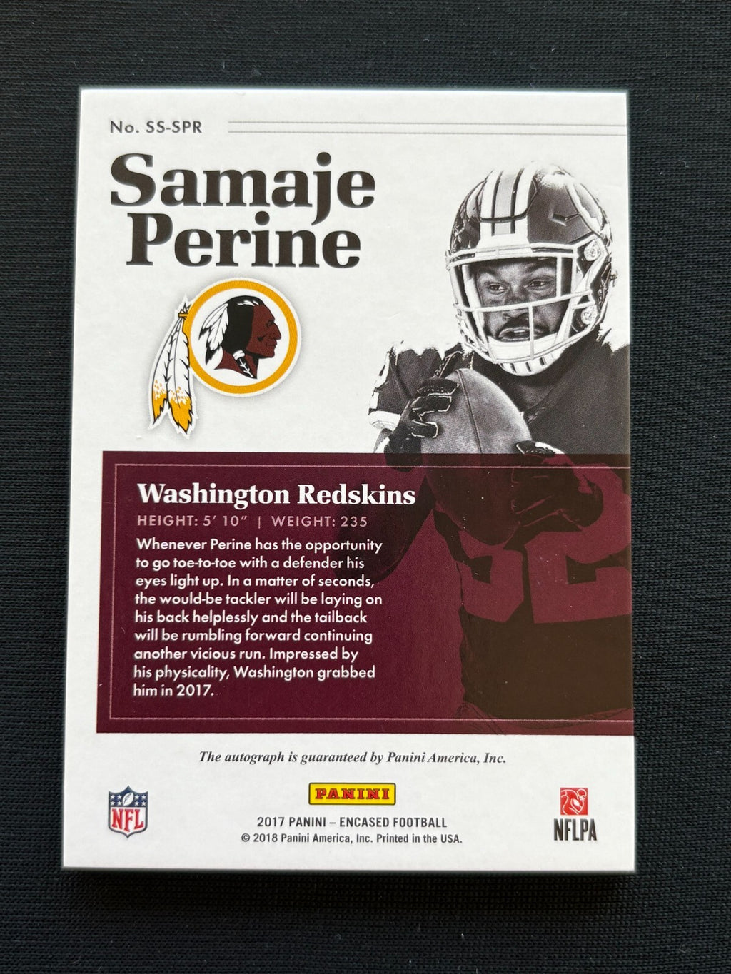Samaje Perine 2017 Encased Inscription Auto Autograph "512" Redskins Sooners /10