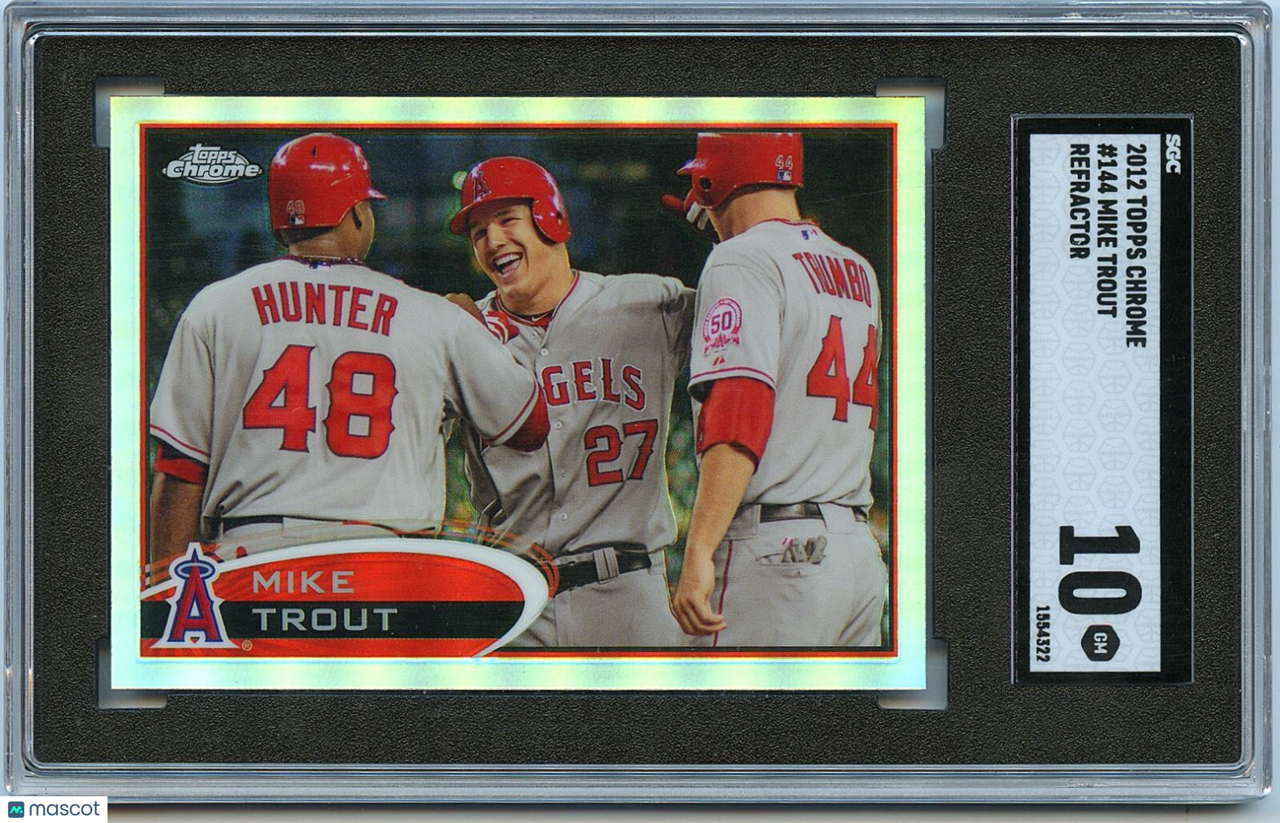 Mike Trout 2012 Topps Chrome Refractor 2nd Year Los Angeles Angels #144 SGC 10