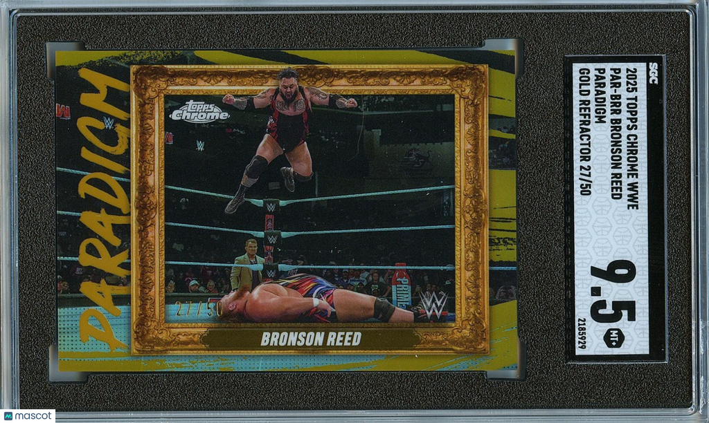 Bronson Reed 2025 Topps Chrome Paradigm GOLD Refractor 27/50 WWE SGC 9.5