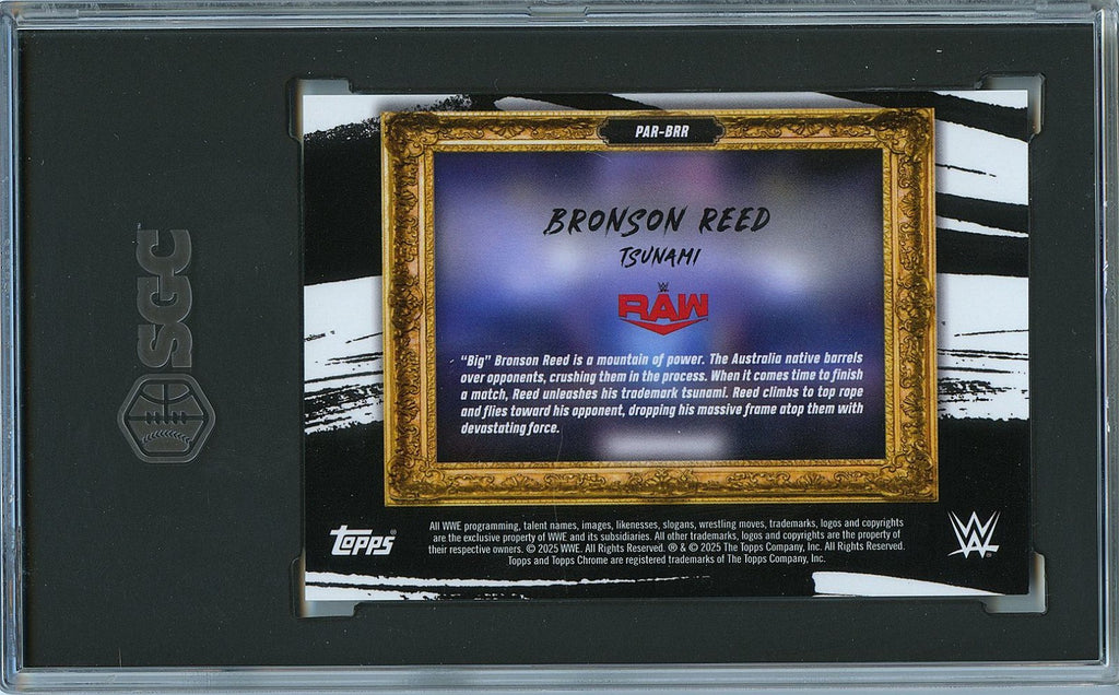 Bronson Reed 2025 Topps Chrome Paradigm GOLD Refractor 27/50 WWE SGC 9.5