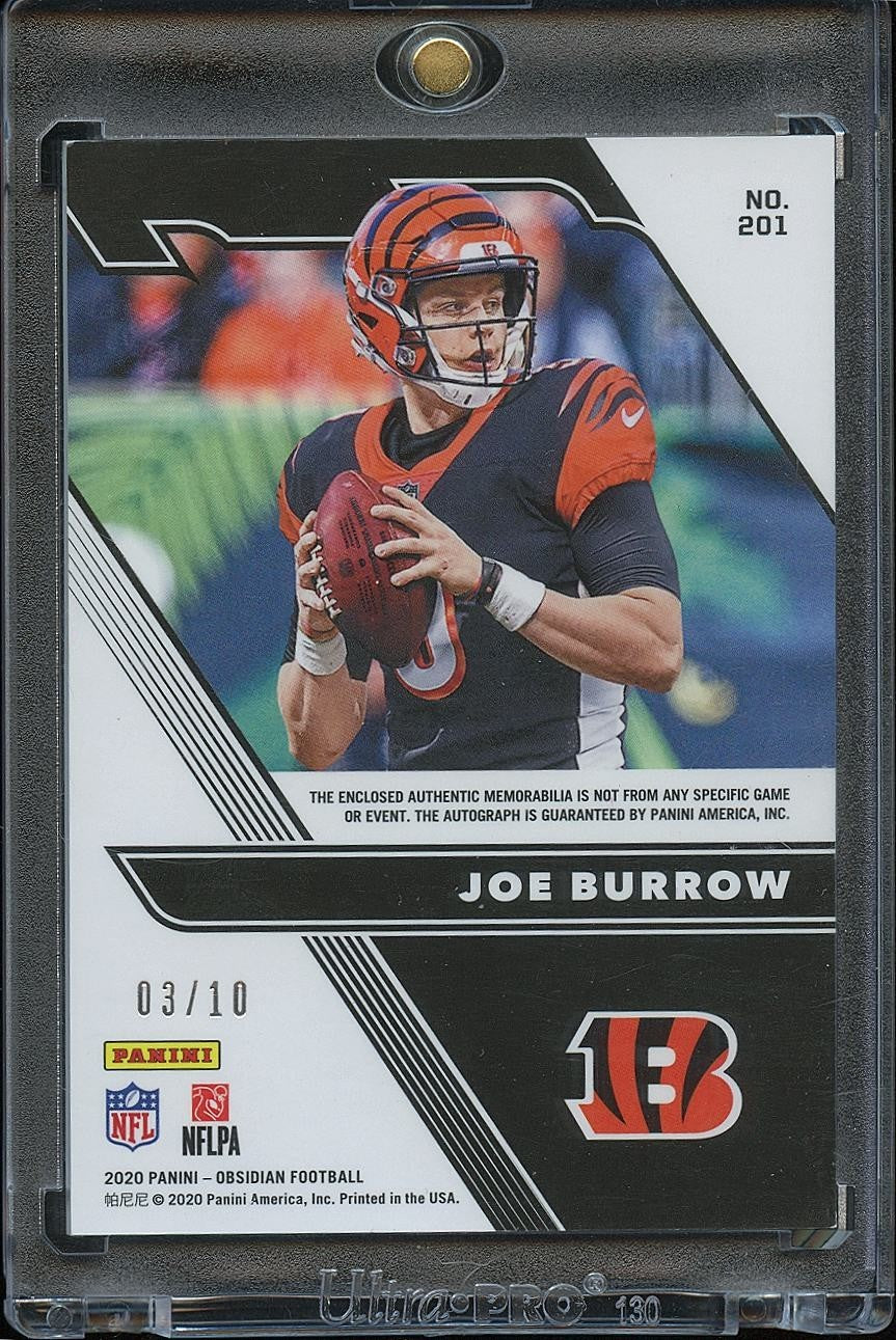 Joe Burrow 2020 Obsidian Auto Autograph Patch Red SSP RC Rookie Bengals 3/10