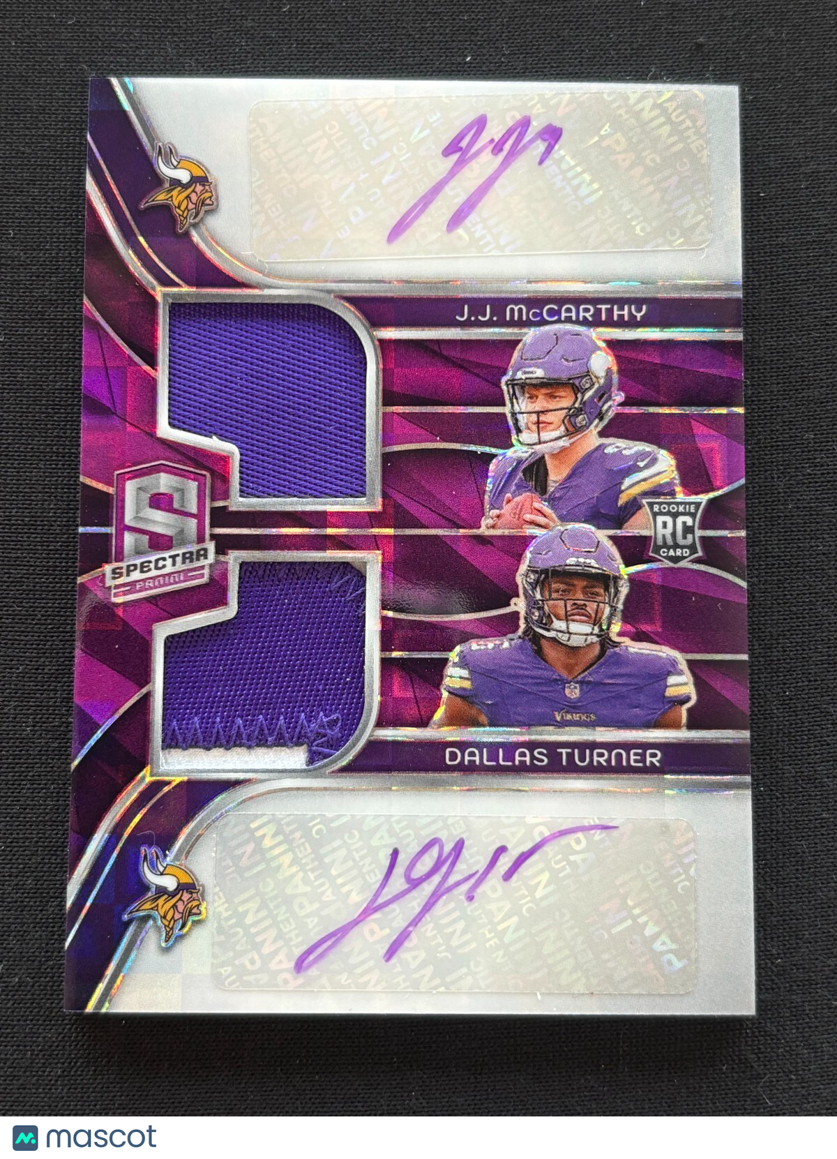 JJ Mccarthy / Dallas Turner 2024 Spectra Purple Ink Auto Autograph Vikings 22/30