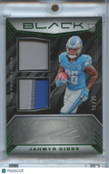 Jahmyr Gibbs 2023 Black Auto Autograph Patch RC Detroit Lions 16/25
