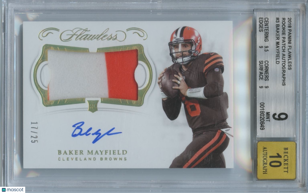 Baker Mayfield 2018 Flawless Auto Autograph Patch RC Cleveland Browns /25 BGS 9