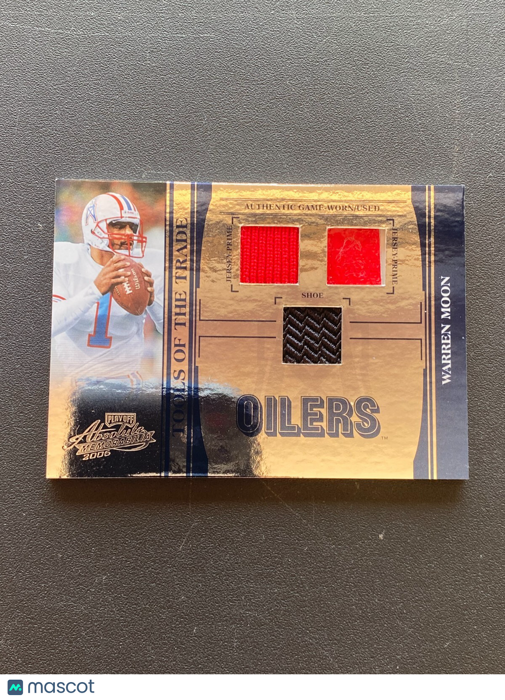 Warren Moon 2006 Absolute Tools Game Worn Patch Shoe Cleat Houston Oilers 9/25