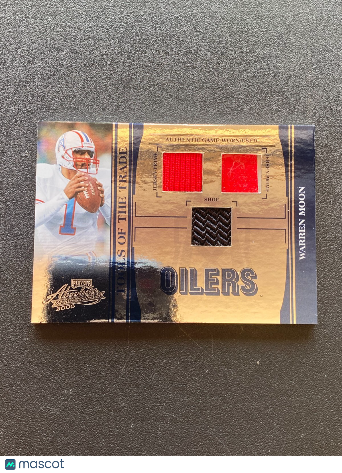 Warren Moon 2006 Absolute Tools Game Worn Patch Shoe Cleat Houston Oilers 9/25