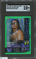 Bret "Hit Man" Hart 2021 Topps Chrome Slam Attax Green Refractor /50 WWE SGC 10
