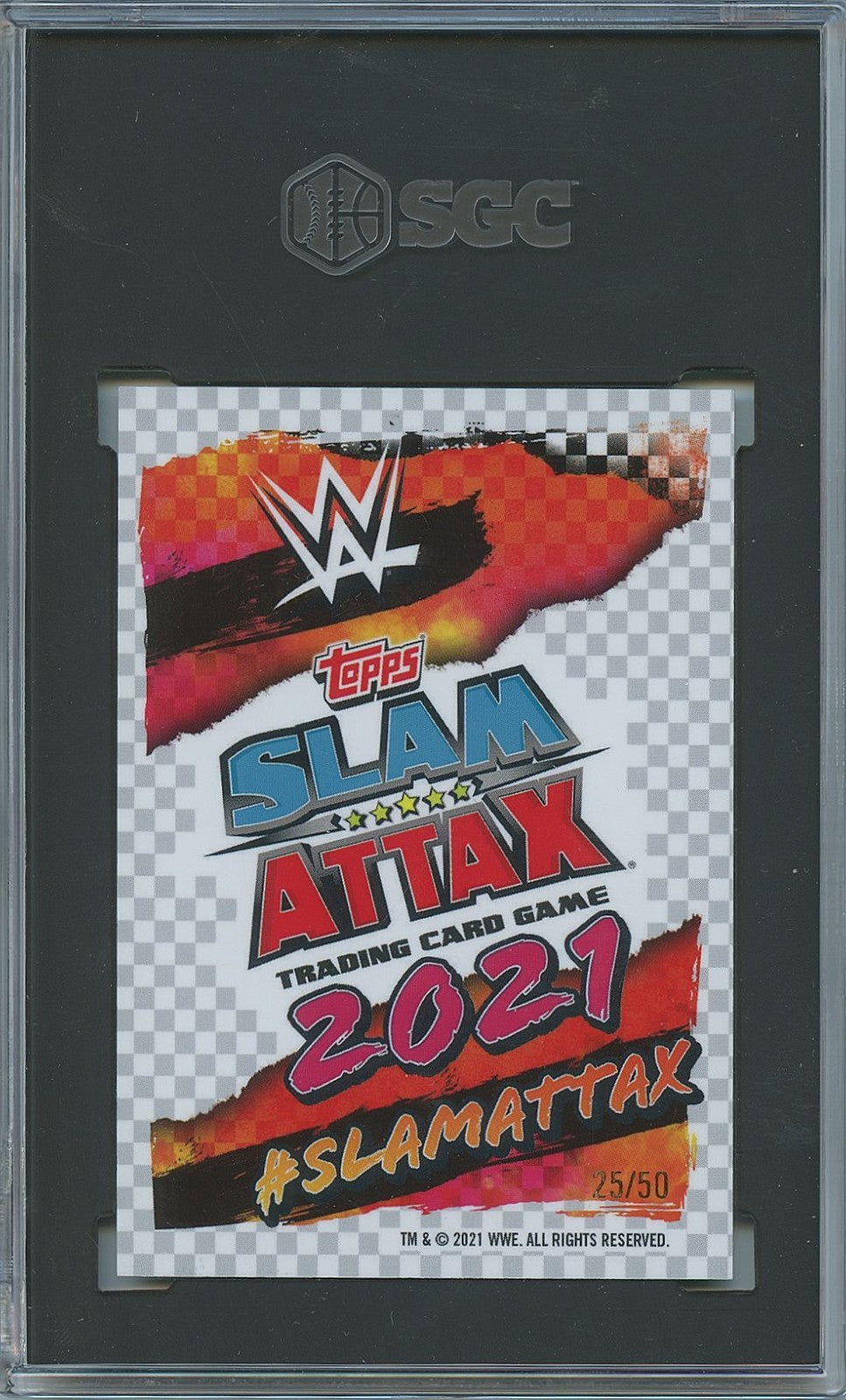 Bret "Hit Man" Hart 2021 Topps Chrome Slam Attax Green Refractor /50 WWE SGC 10