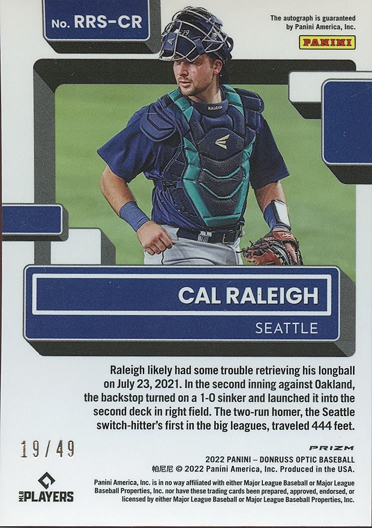 Cal Raleigh 2022 Optic Rated Rookie Black Auto Autograph RC Mariners 19/49