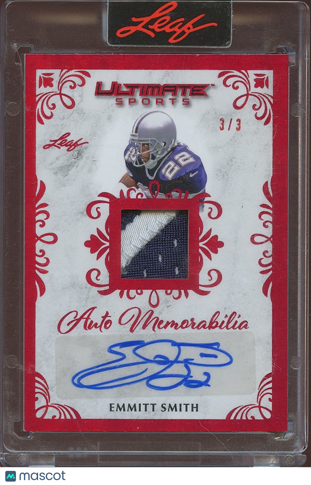 Emmitt Smith 2024 Leaf Auto Autograph Game Worn Patch Dallas Cowboys 3/3