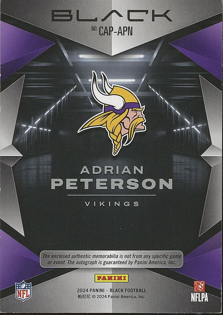 Adrian Peterson 2024 Black Capstones Auto Autograph Patch Vikings 25/25