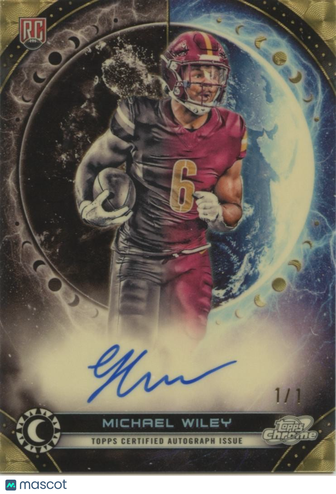 Michael Wiley 2024 Topps Chrome Cosmic Superfrator Auto Autograph 1/1 Commanders