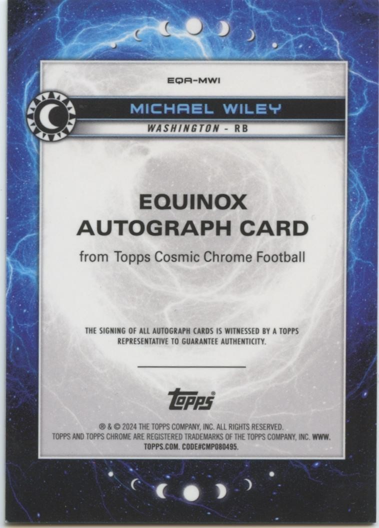 Michael Wiley 2024 Topps Chrome Cosmic Superfrator Auto Autograph 1/1 Commanders