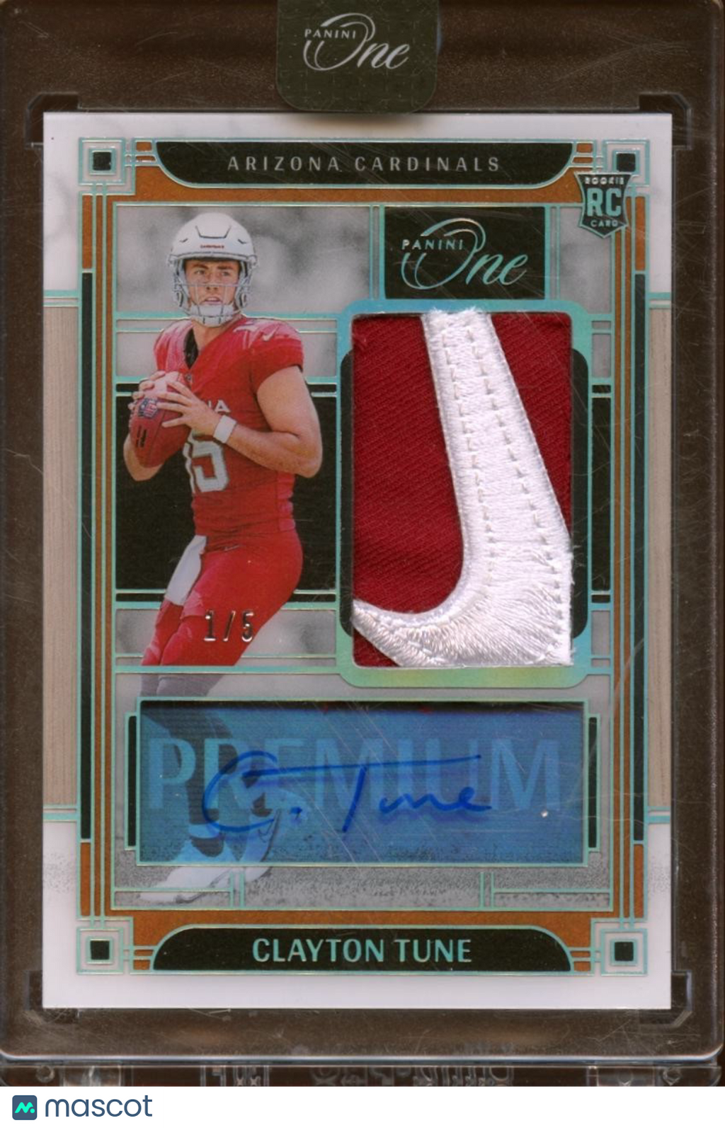 Clayton Tune 2023 Panini One Auto Autograph Nike Swoosh Patch RC Cardinals 1/5
