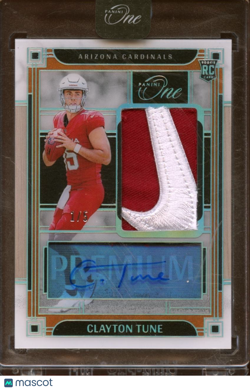 Clayton Tune 2023 Panini One Auto Autograph Nike Swoosh Patch RC Cardinals 1/5