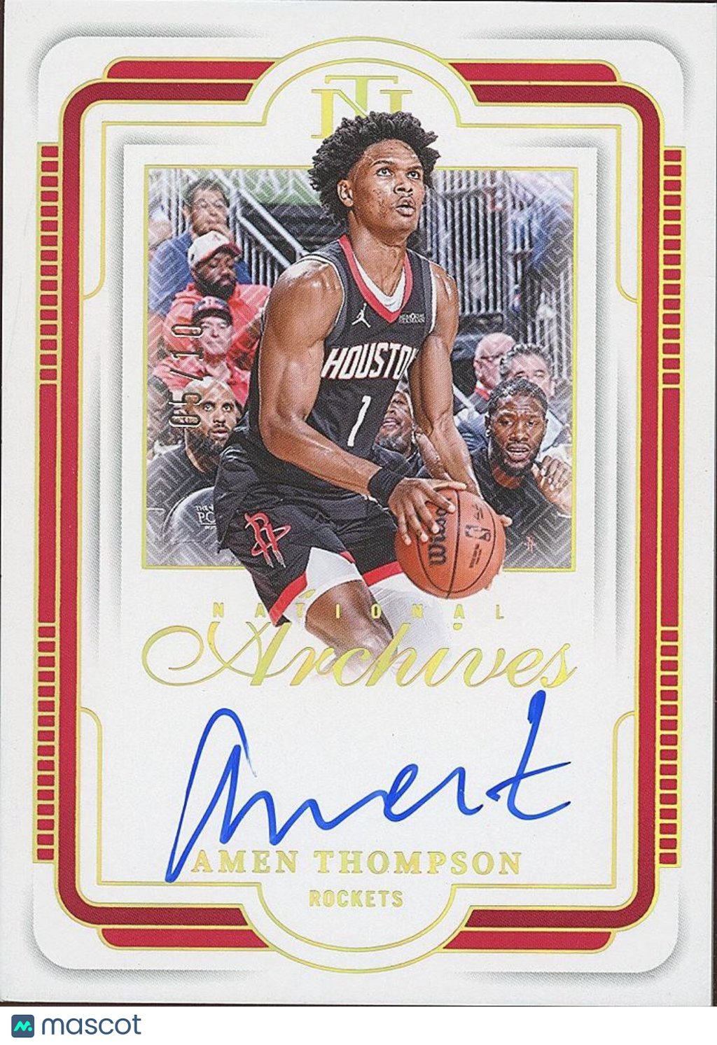 Amen Thompson 2024-25 National Treasures Auto Autograph GOLD Rockets 5/10 READ