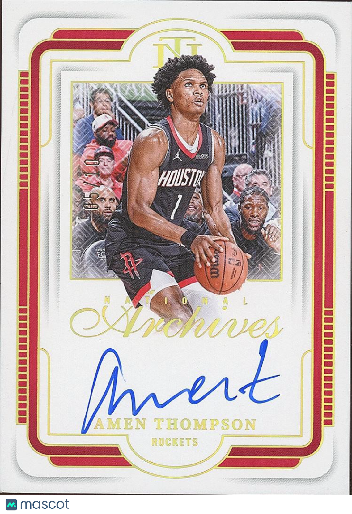 Amen Thompson 2024-25 National Treasures Auto Autograph GOLD Rockets 5/10 READ
