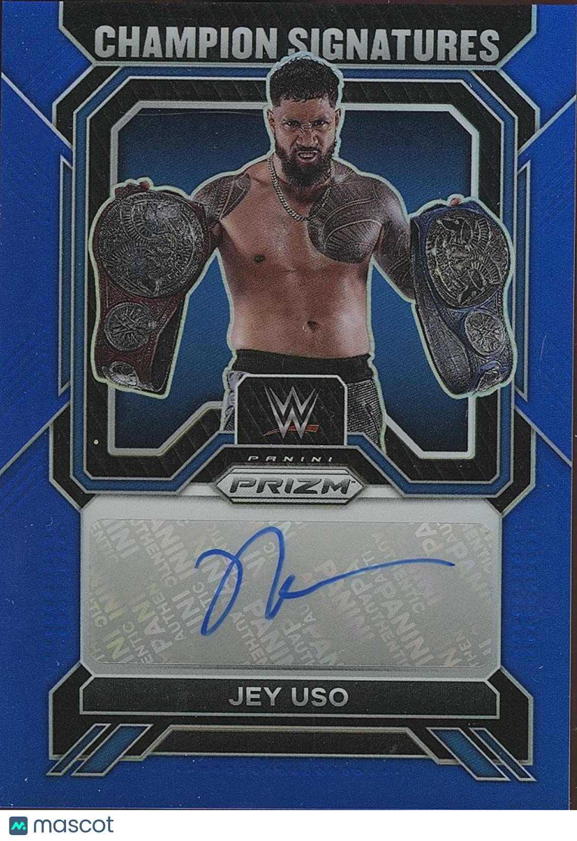 Jey Uso 2023 Prizm Champion Auto Autograph Blue Prizm WWE Wrestling 34/49