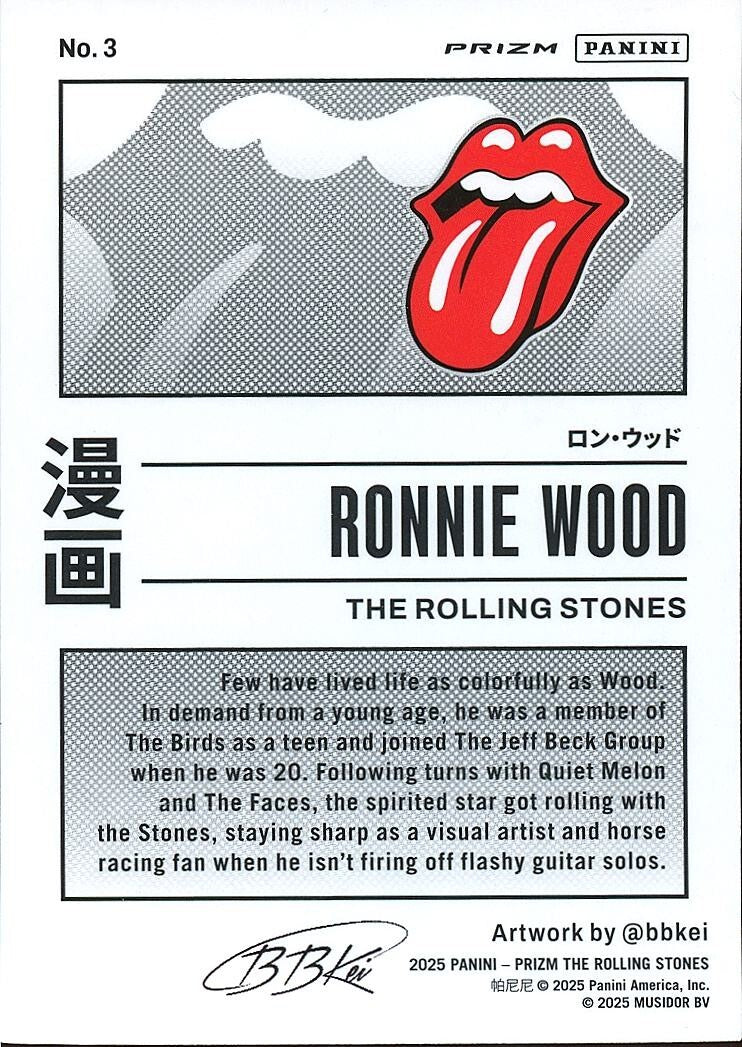 Ronnie Wood 2025 Panini Prizm The Rolling Stones Manga Insert SSP #3 Case Hit