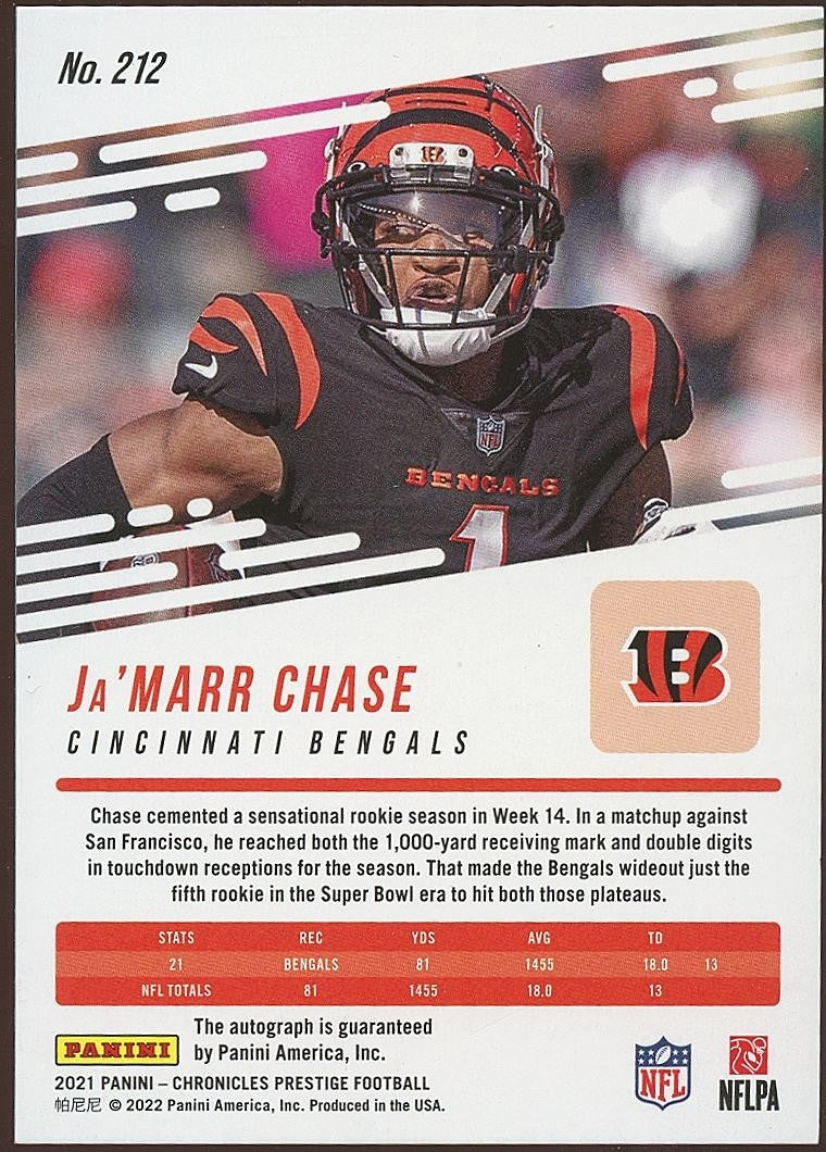Ja'Marr Chase 2021 Prestige HOLO Auto Autograph RC Rookie Cincinnati Bengals