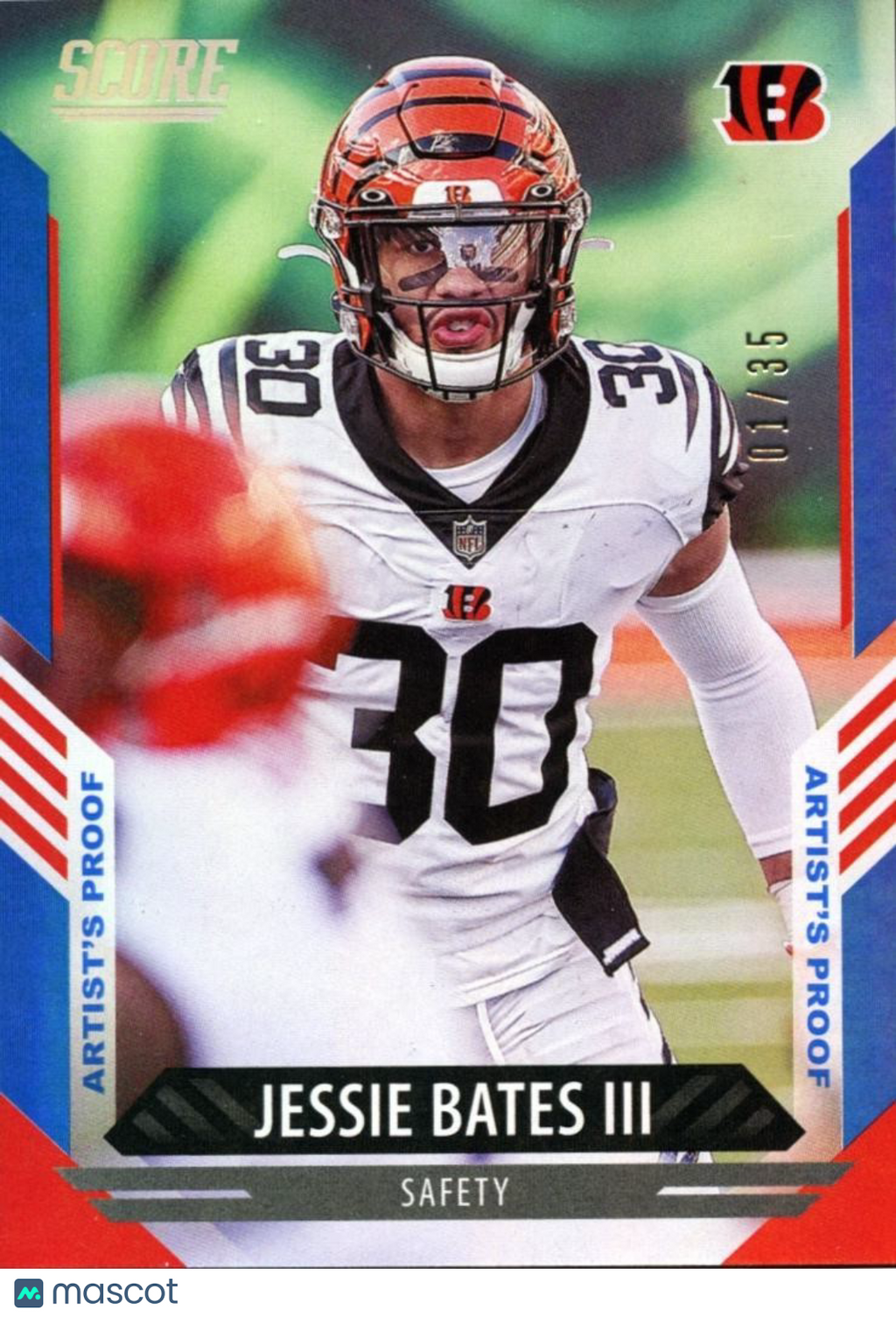 Jessie Bates III 2021 Score Artist's Proof Blue SSP Cincinnati Bengals 1/35