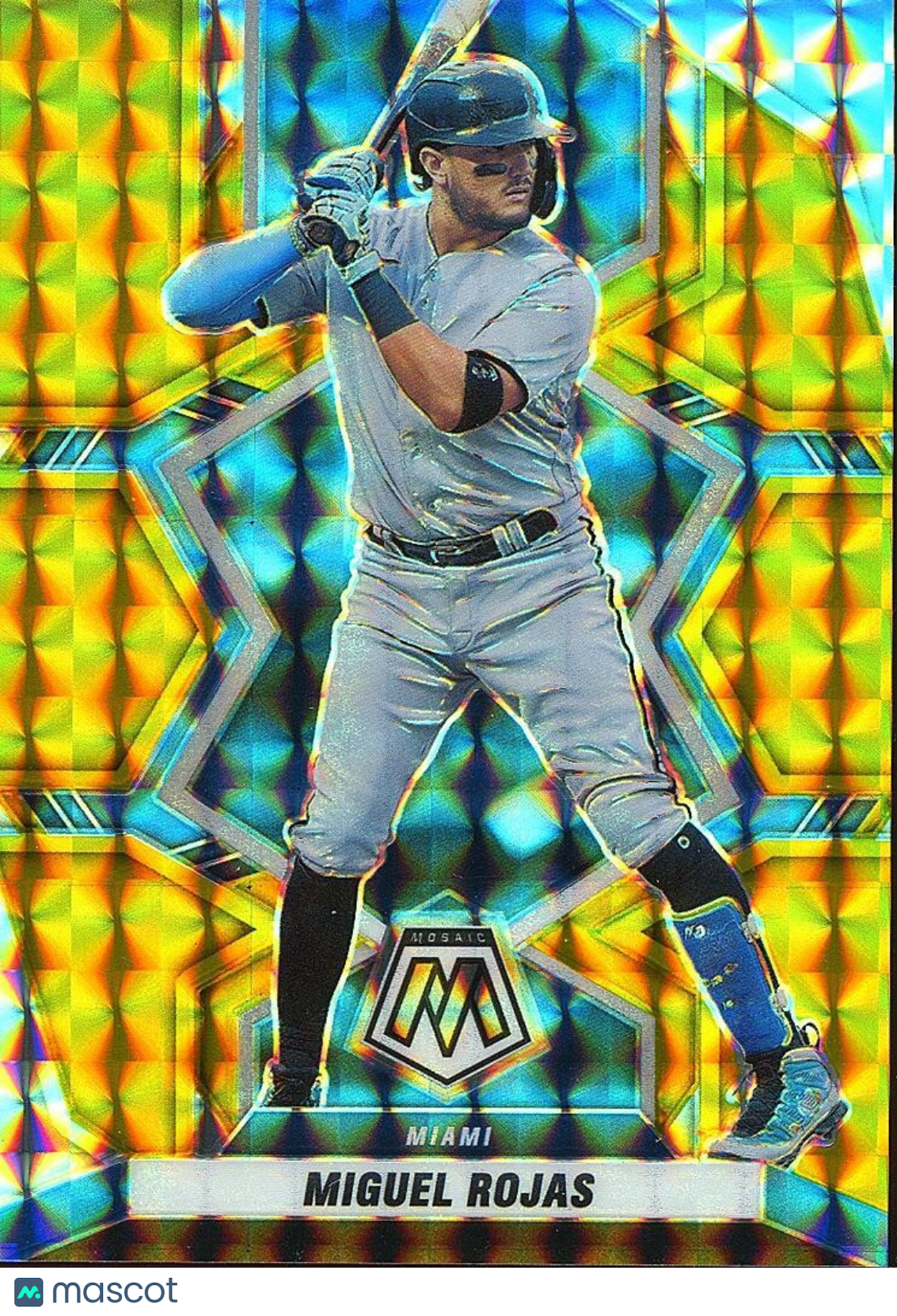 Miguel Rojas 2022 Mosaic GOLD Prizm SSP Miami Marlins 6/10 #6