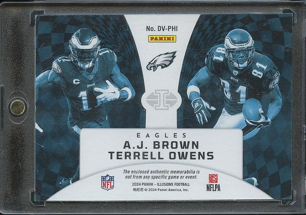 AJ Brown / Terrell Owens 2024 Illusions Deja Vu Laundry Tag Patch Eagles 42/50