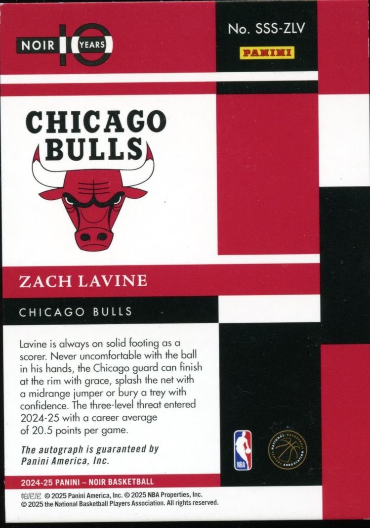 Zach Lavine 2024-25 NOIR Sneaker Spotlight Auto Autograph Bulls 27/99