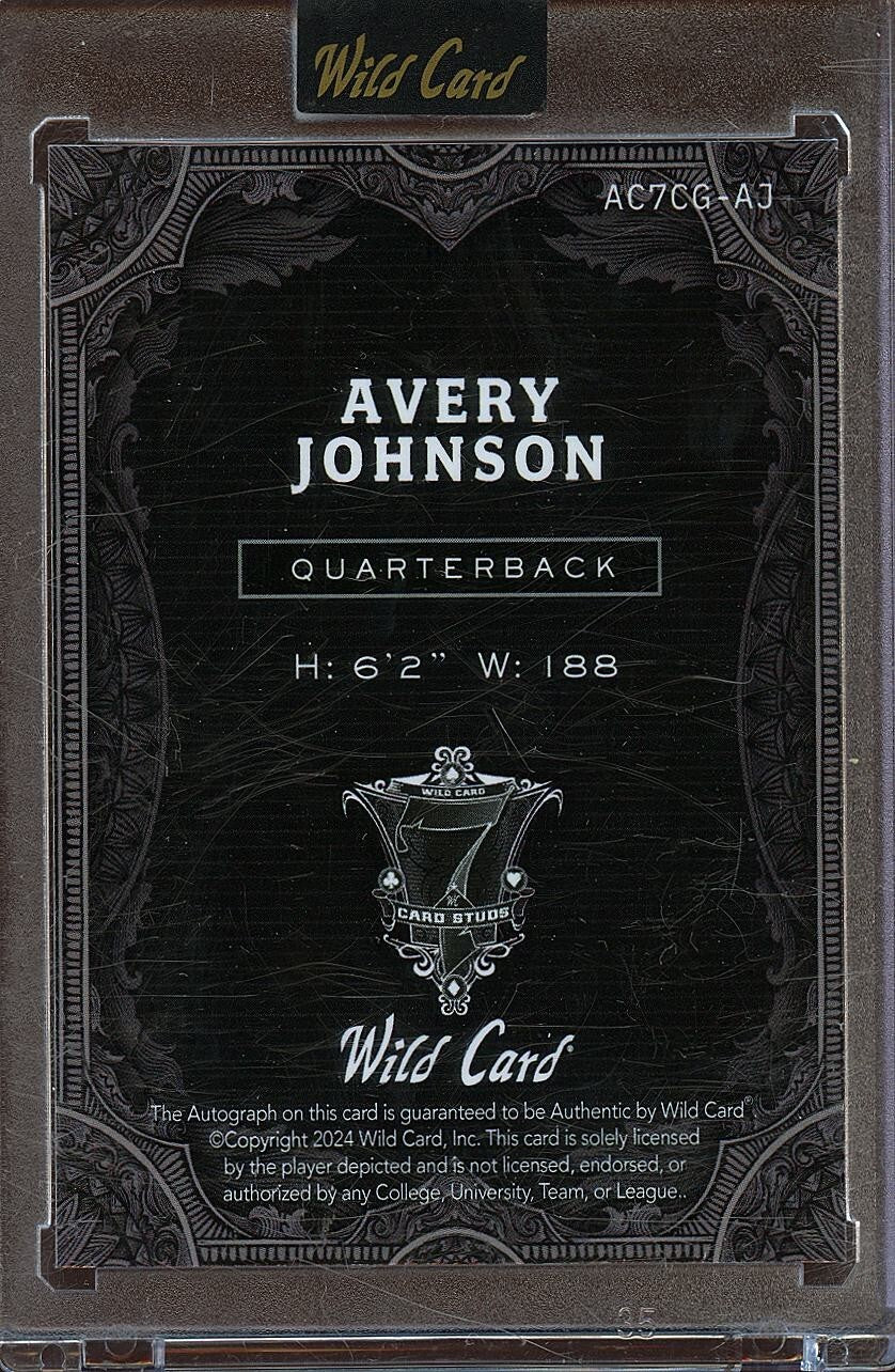 Avery Johnson 2024 Wild Card Auto Autograph RC Rookie Kansas State Wildcats 1/1