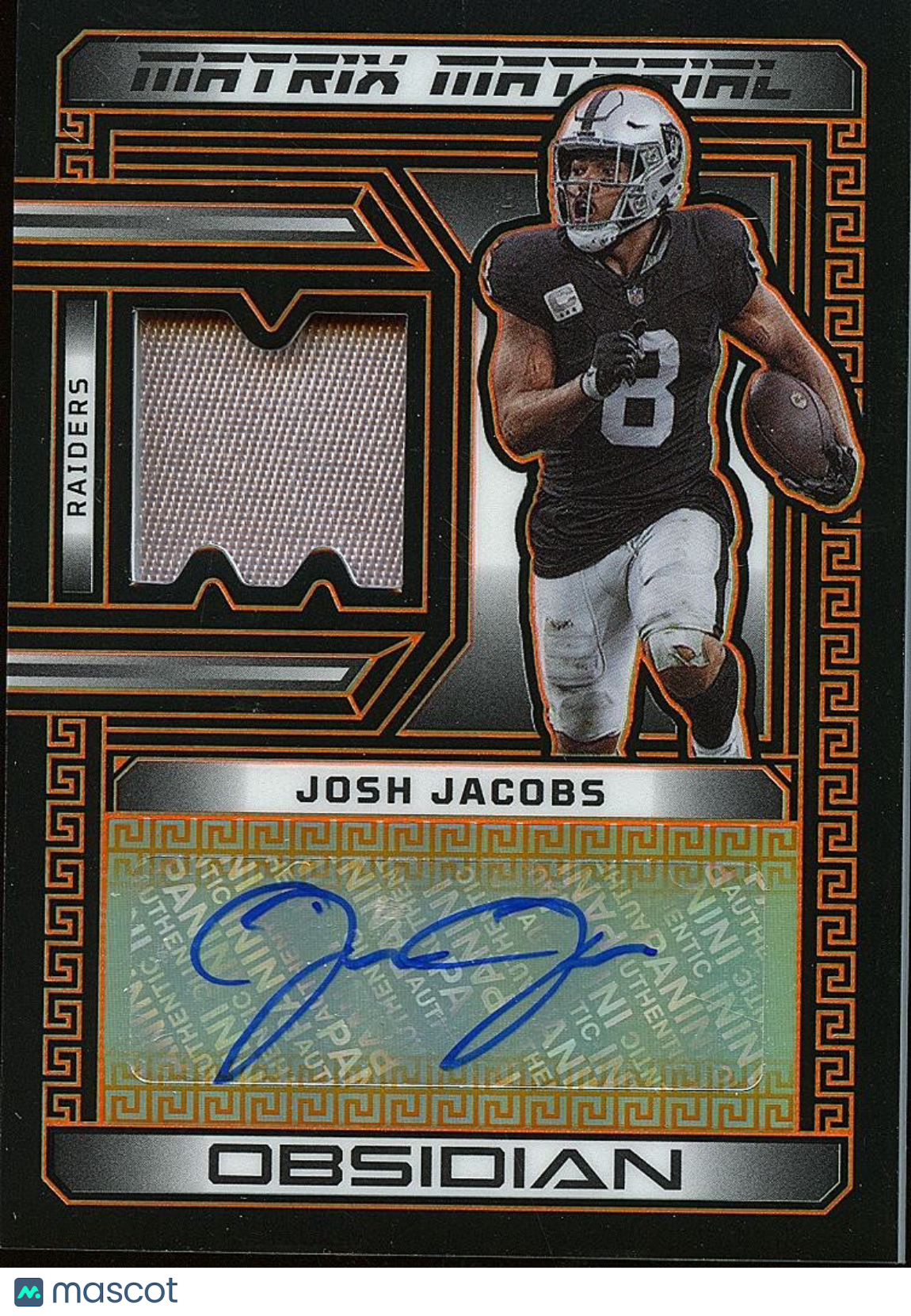 Josh Jacobs 2023 Obsidian Auto Autograph Jersey Patch Oakland Raiders 15/49