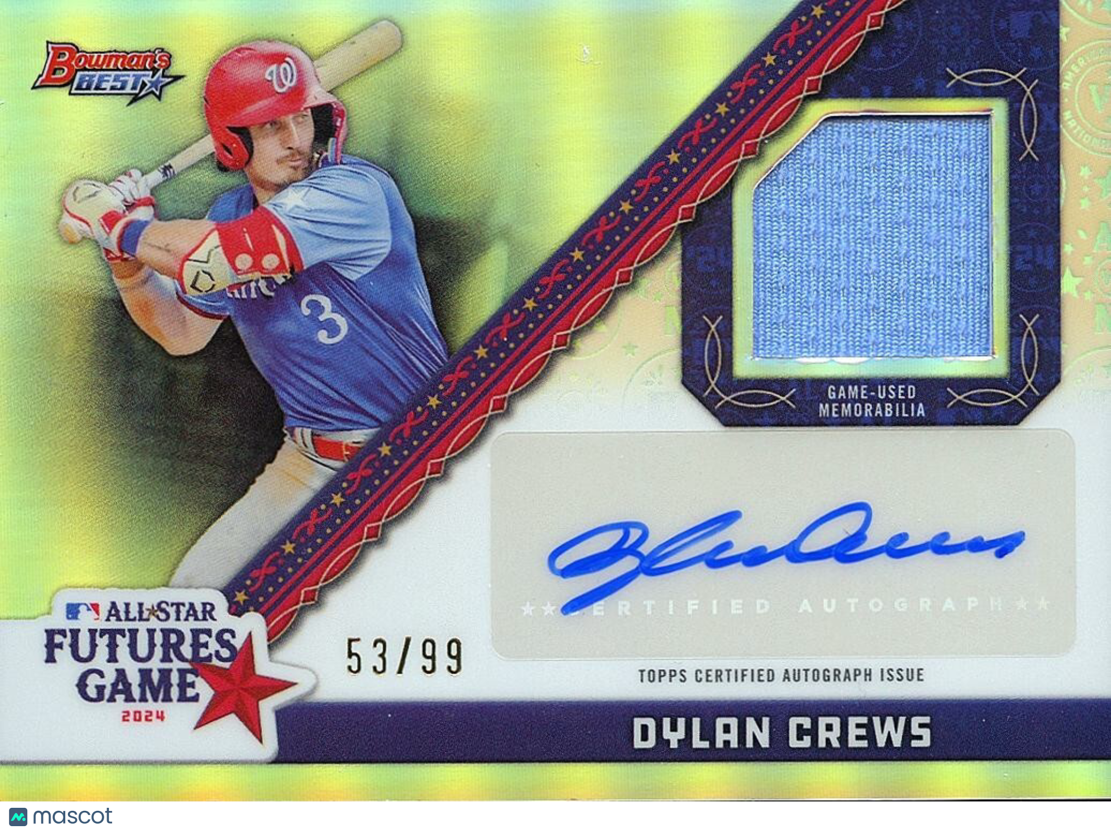 Dylan Crews 2024 Bowman's Best Auto Autograph Jersey Patch RC Nationals 53/99