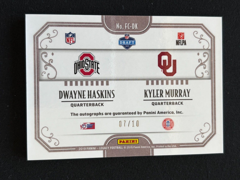 Kyler Murray / Haskins 2019 Legacy Dual Auto Autograph Sooners Ohio State 7/10