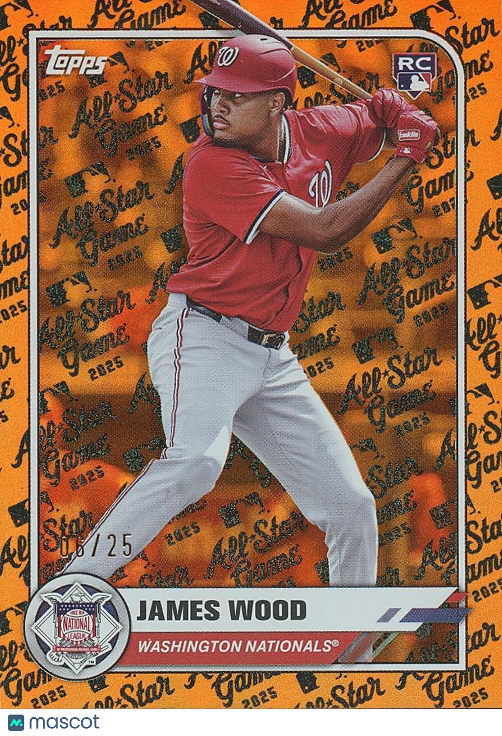 James Wood 2025 Topps All Star Game Orange SSP Rookie RC Nationals 6/25